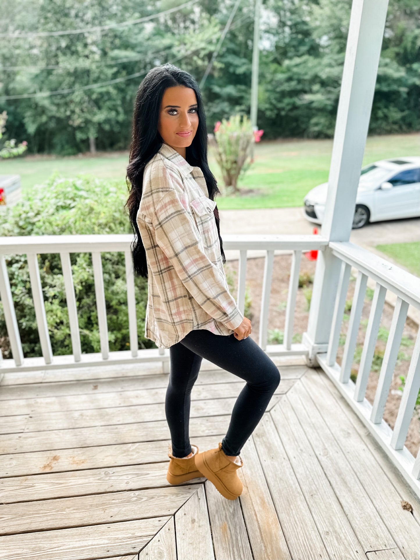 Stepping Out Shacket - pink