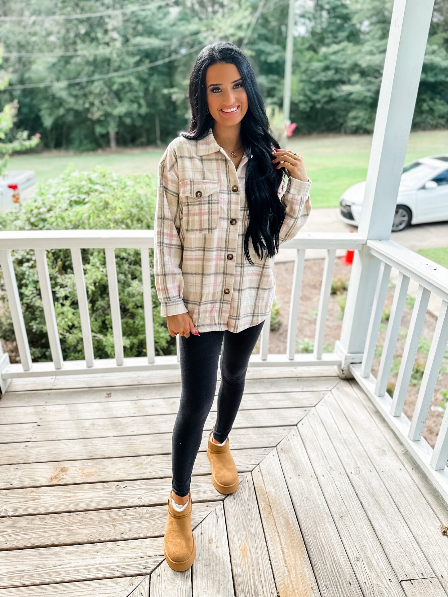 Stepping Out Shacket - pink