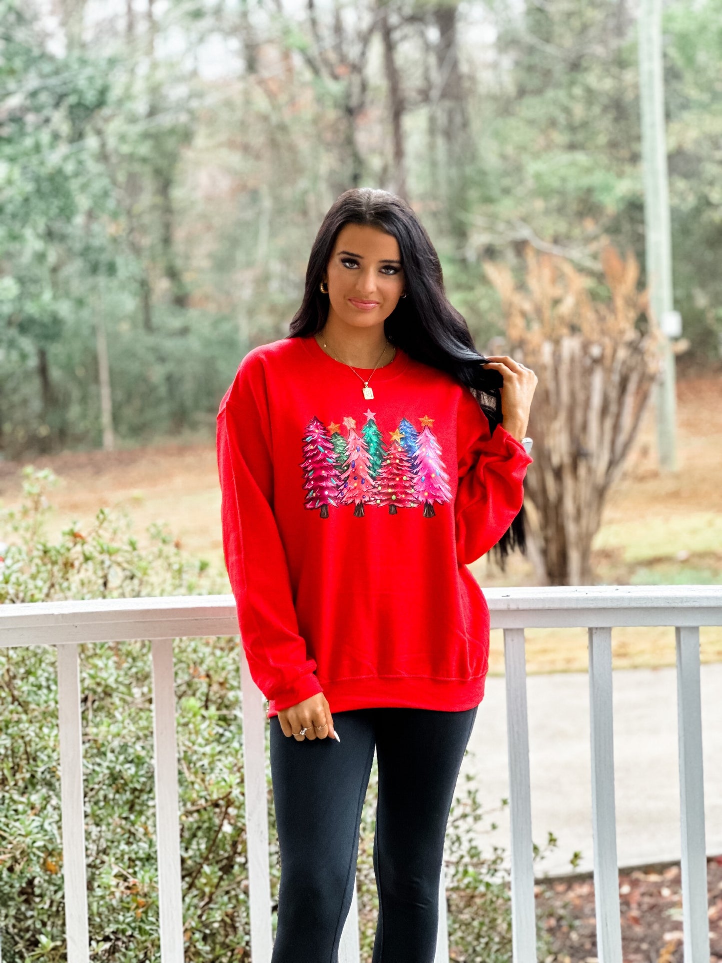 Christmas Tree Sweatshirt - red