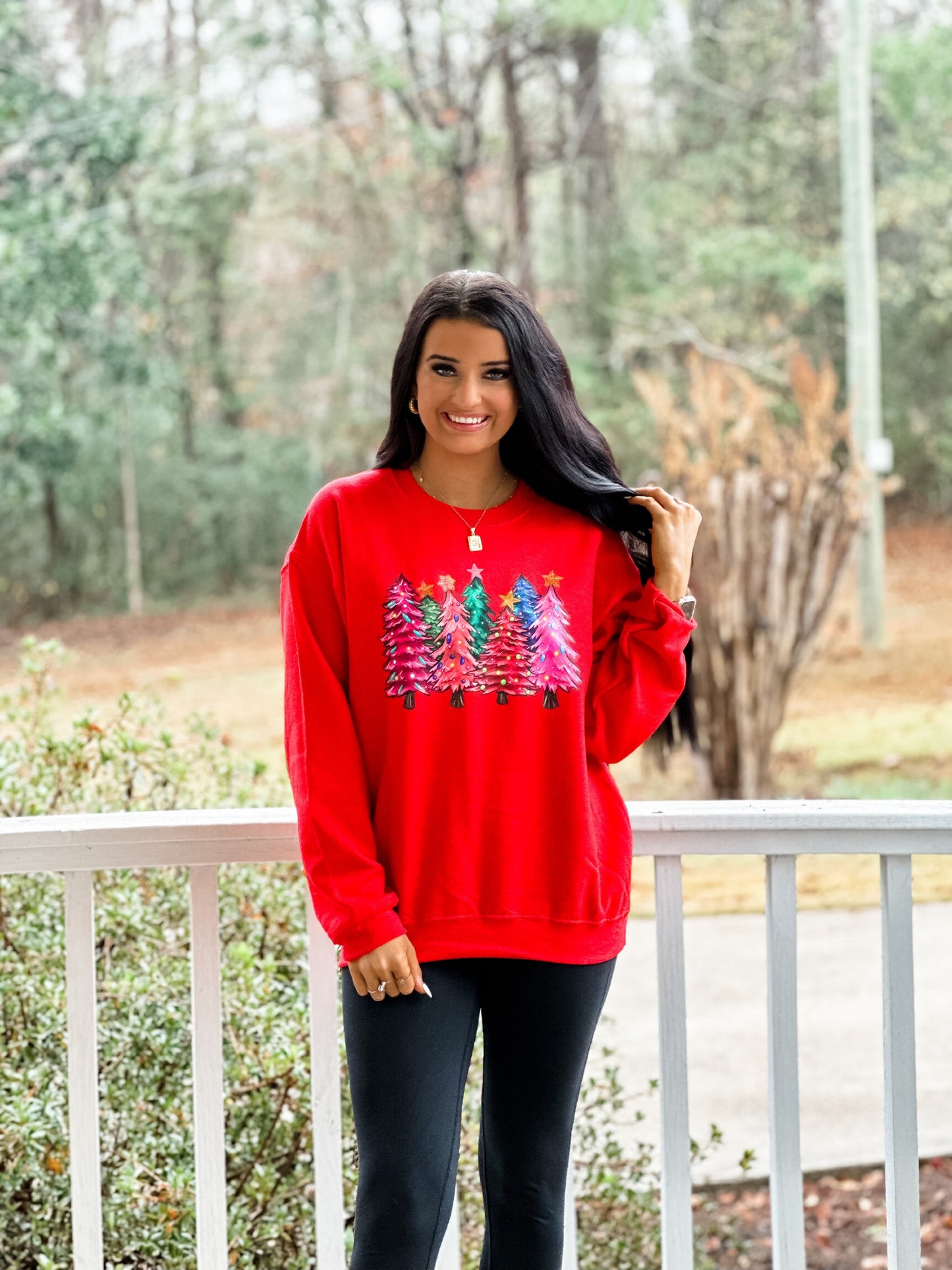 Christmas Tree Sweatshirt - red