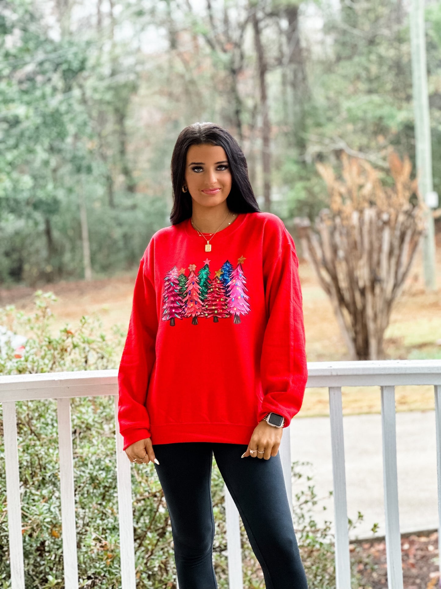 Christmas Tree Sweatshirt - red