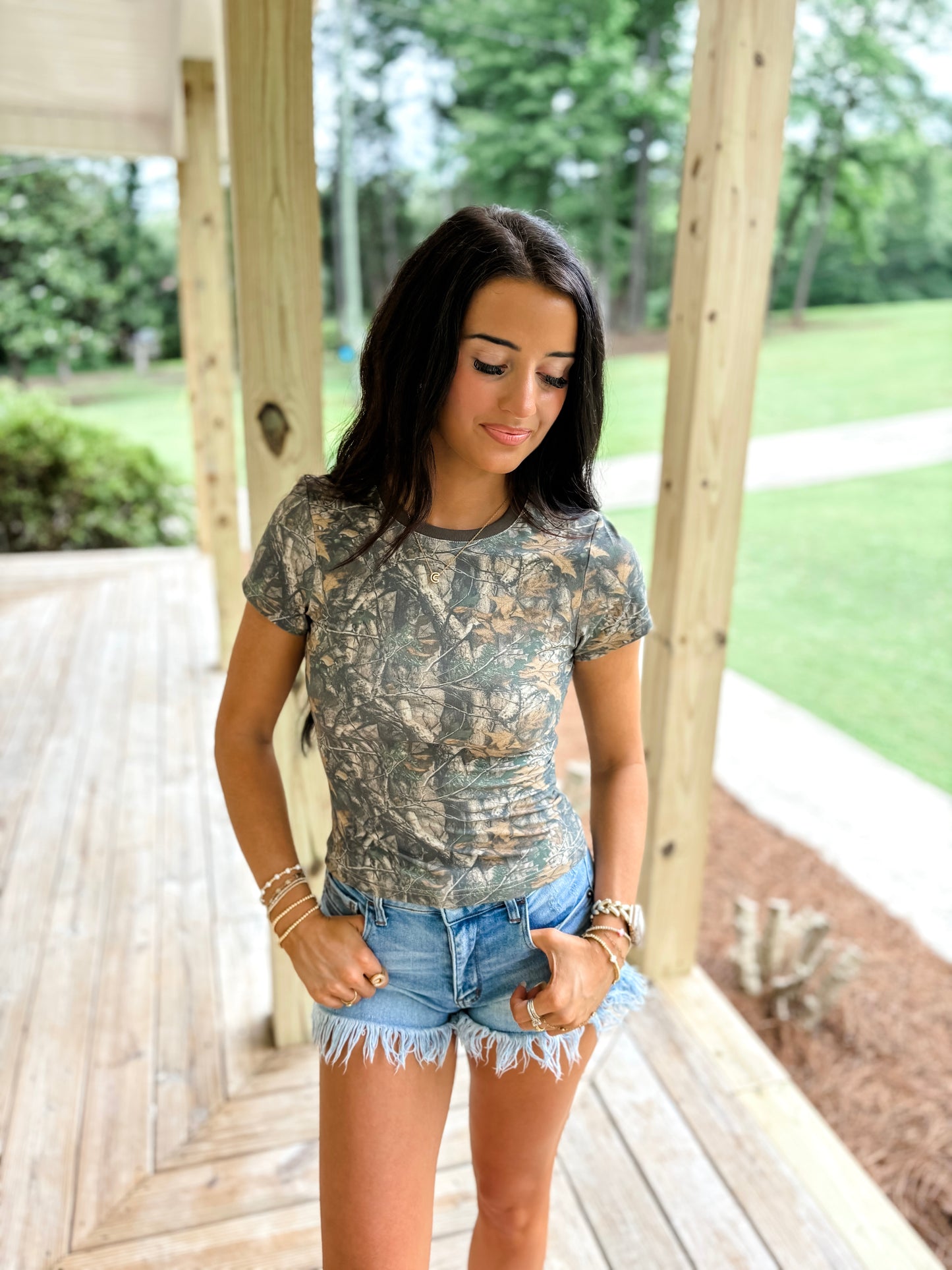 Camo Baby Tee in Brown