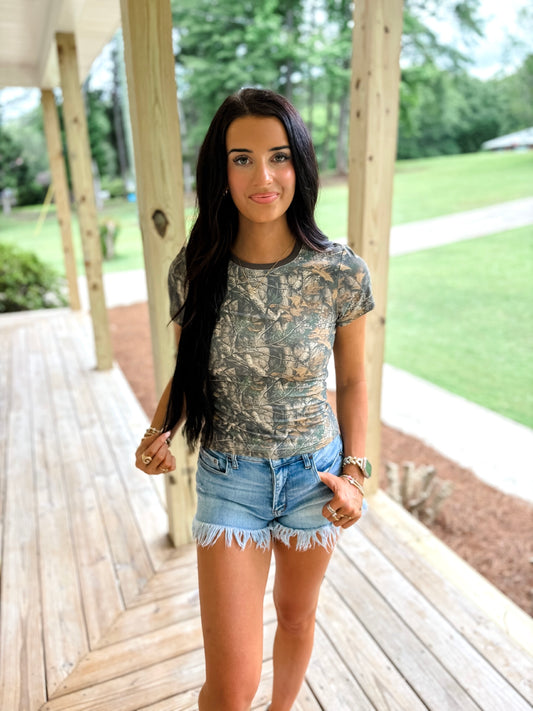 Camo Baby Tee in Brown