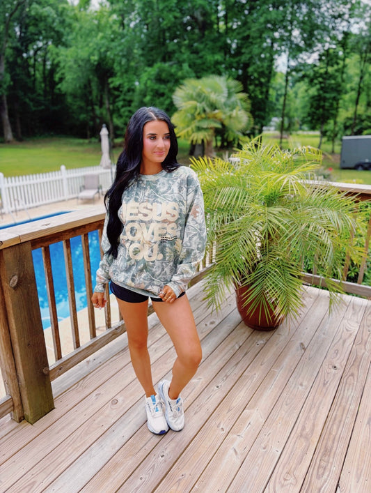 Jesus Loves You Camo Sweatshirt