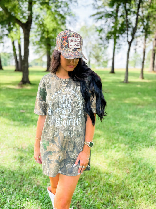 Howdy Darlin' Embroidery Patch Camo Trucker Hat - all brown camo