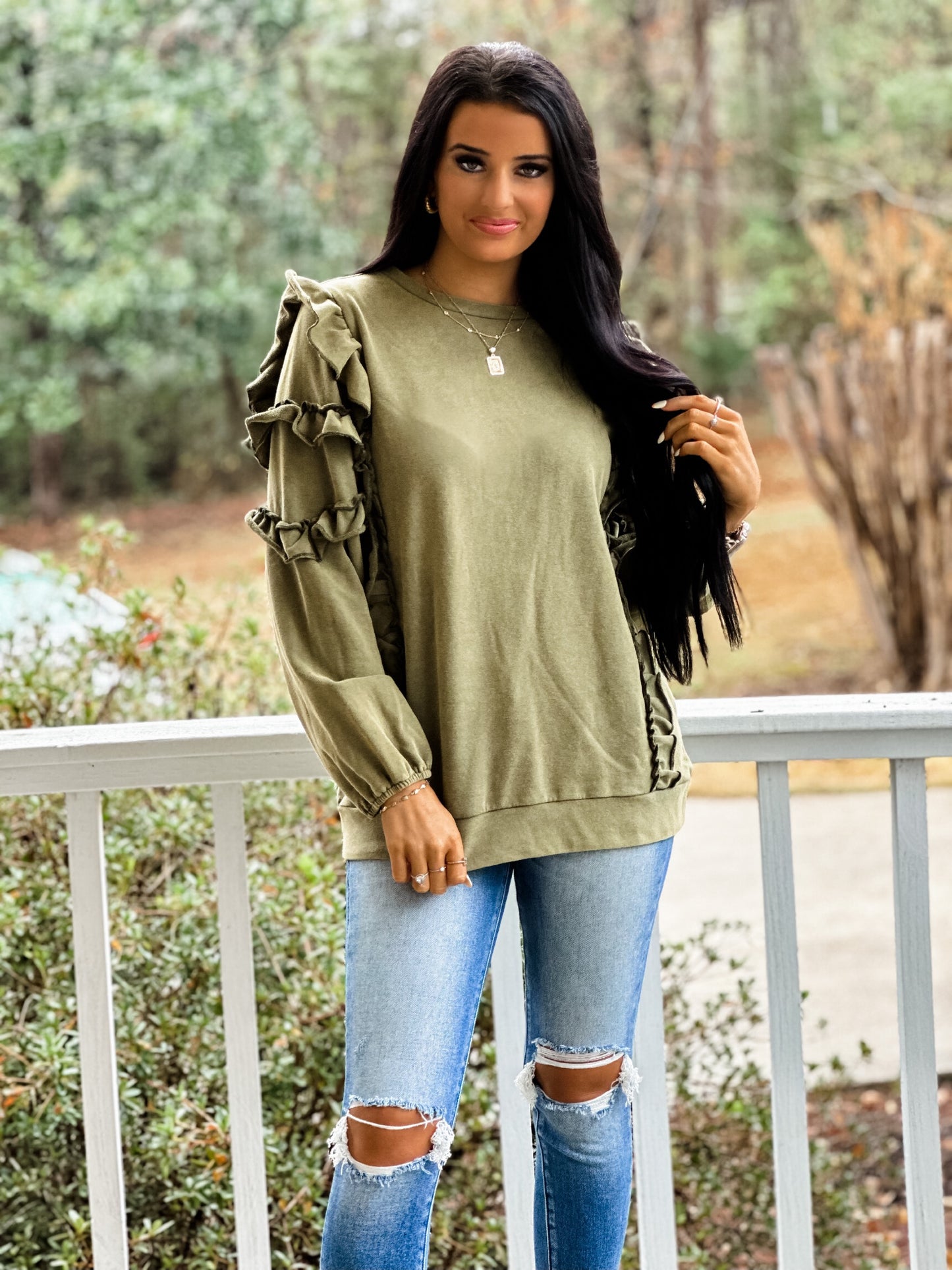 Here For Good Sweatshirt - olive