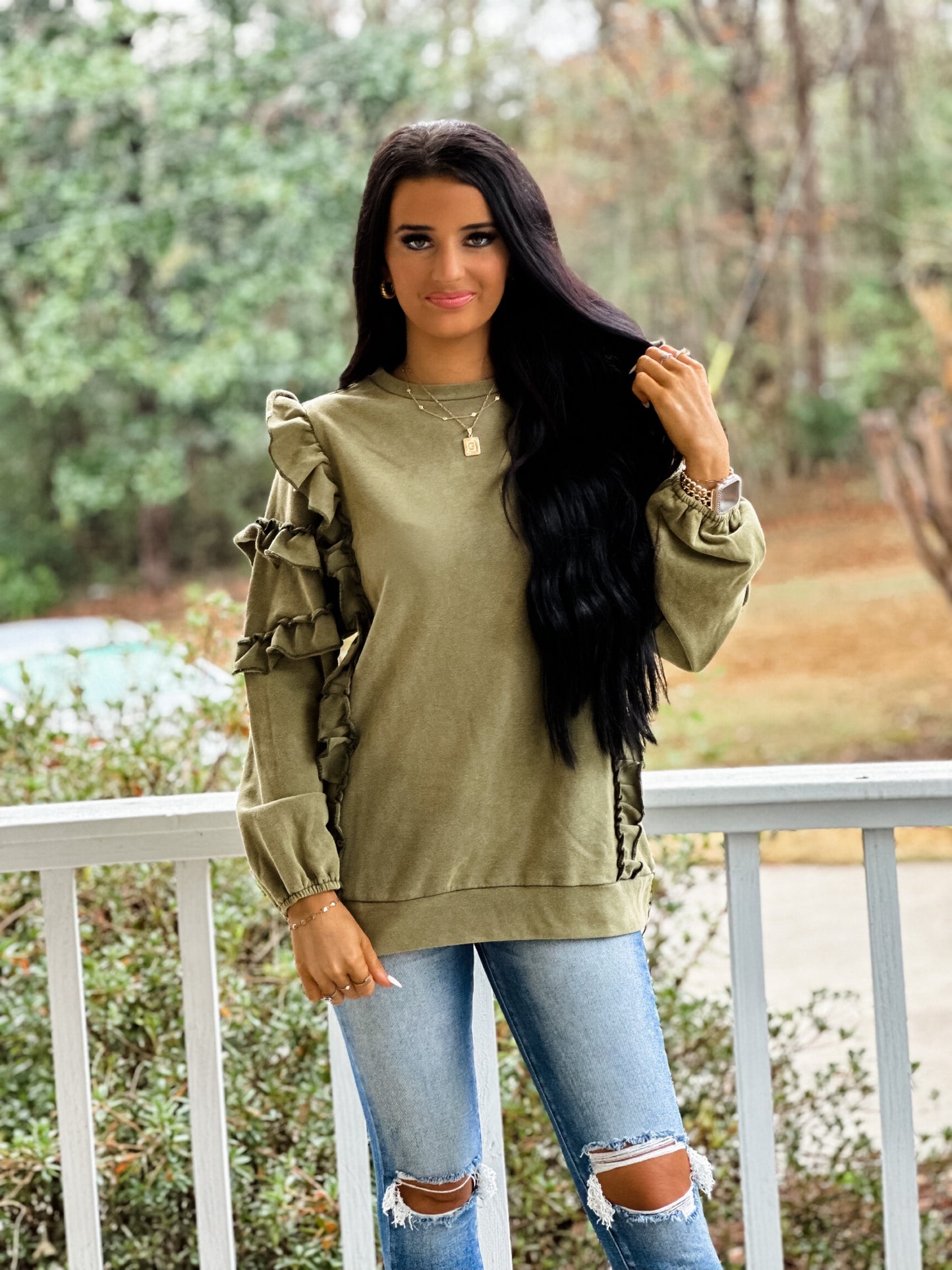 Here For Good Sweatshirt - olive