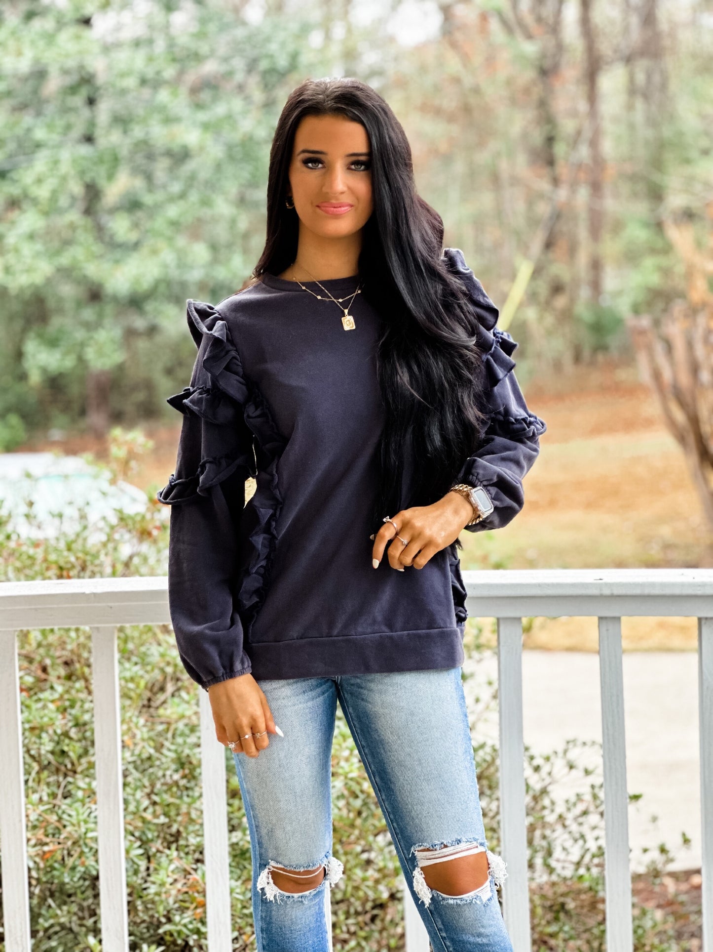 Here For Good Sweatshirt- navy