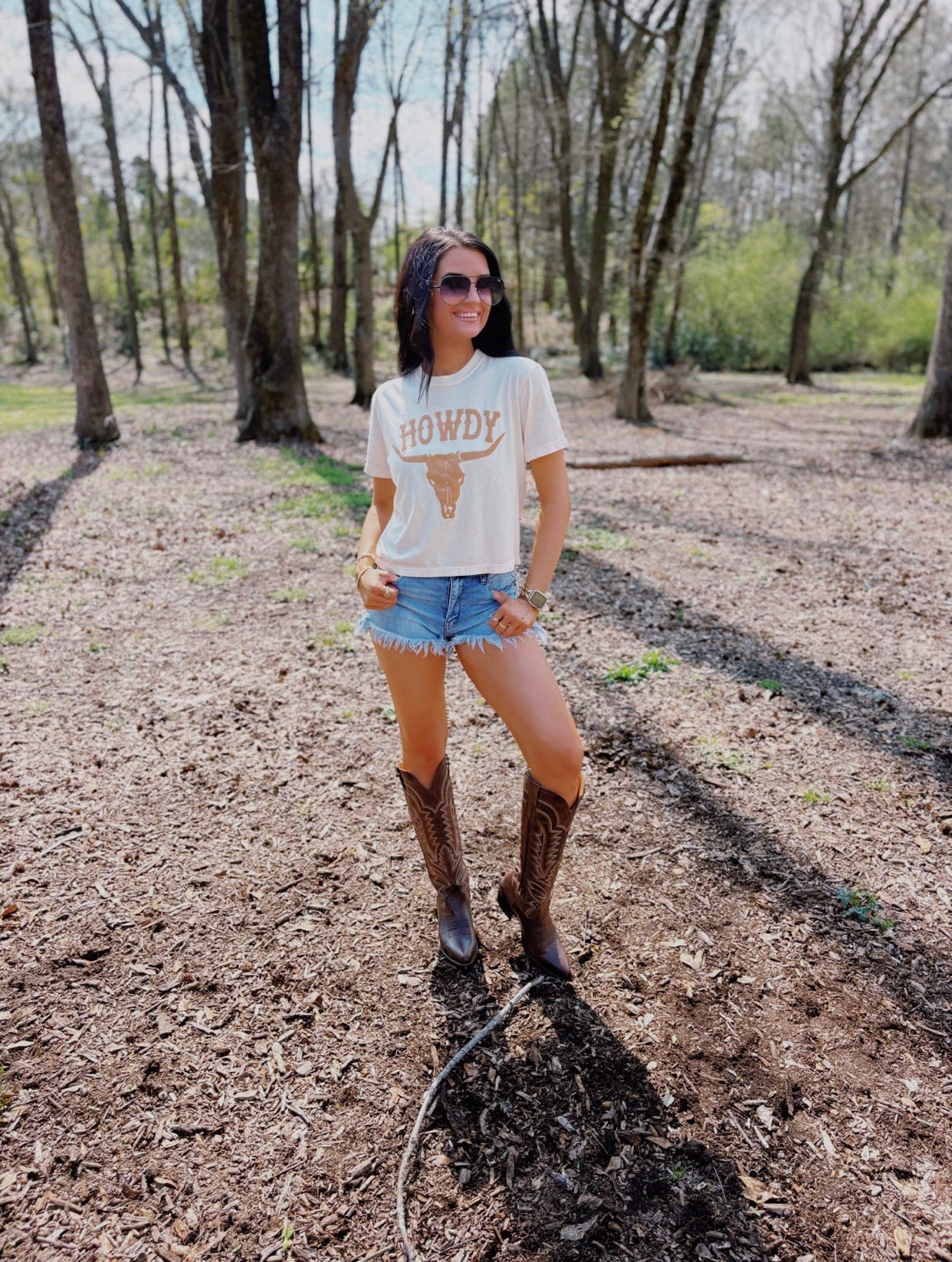 Howdy Longhorn Tee - Ivory